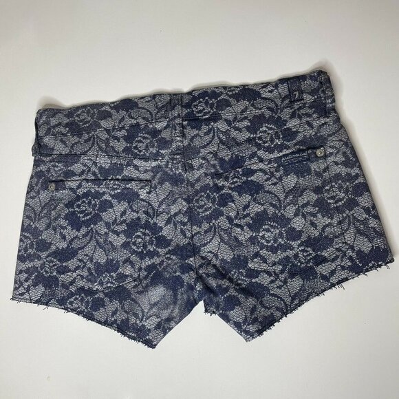 Seven 7 For All Mankind Size 25 Denim Shorts Jean Shorts Silver Lace Print - Picture 4 of 12